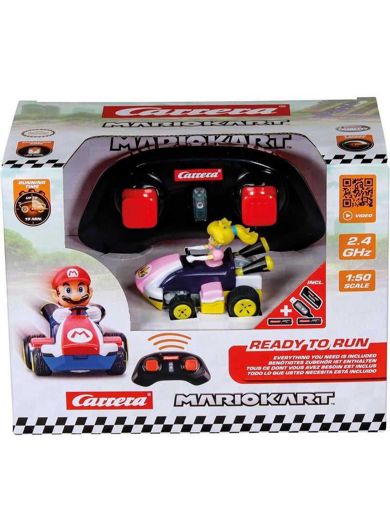 Carrera Mario Kart RC Car for Kids & Adults – Official Peach Remote Control Toy, 2.4GHz Wireless, Ready to Run, Rechargeable Battery, Mini Size, Indoor & Outdoor Racing Fun – Licensed Nintendo Gift  Arabic: - Image 1