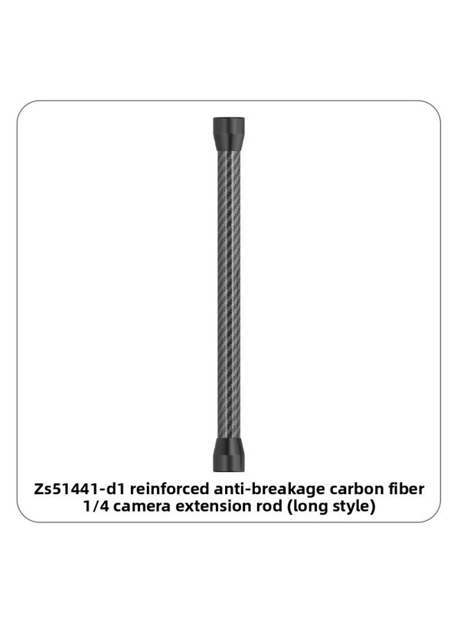 Aluminum Alloy Carbon Fiber Extension Rod 1/4 Double-head Fixed Bracket Sports Camera Mobile Phone Extended Photography Adapter-Color:Black-double-headed Screw Hole Long Style  - Image 1