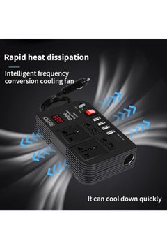 BYGD 300W Car Power Inverter, DC 12V to 220V AC Converter with 4 Charger Outlets and Four 4.1A USB Ports Cigarette Lighter Socket Adapter  - Image 3