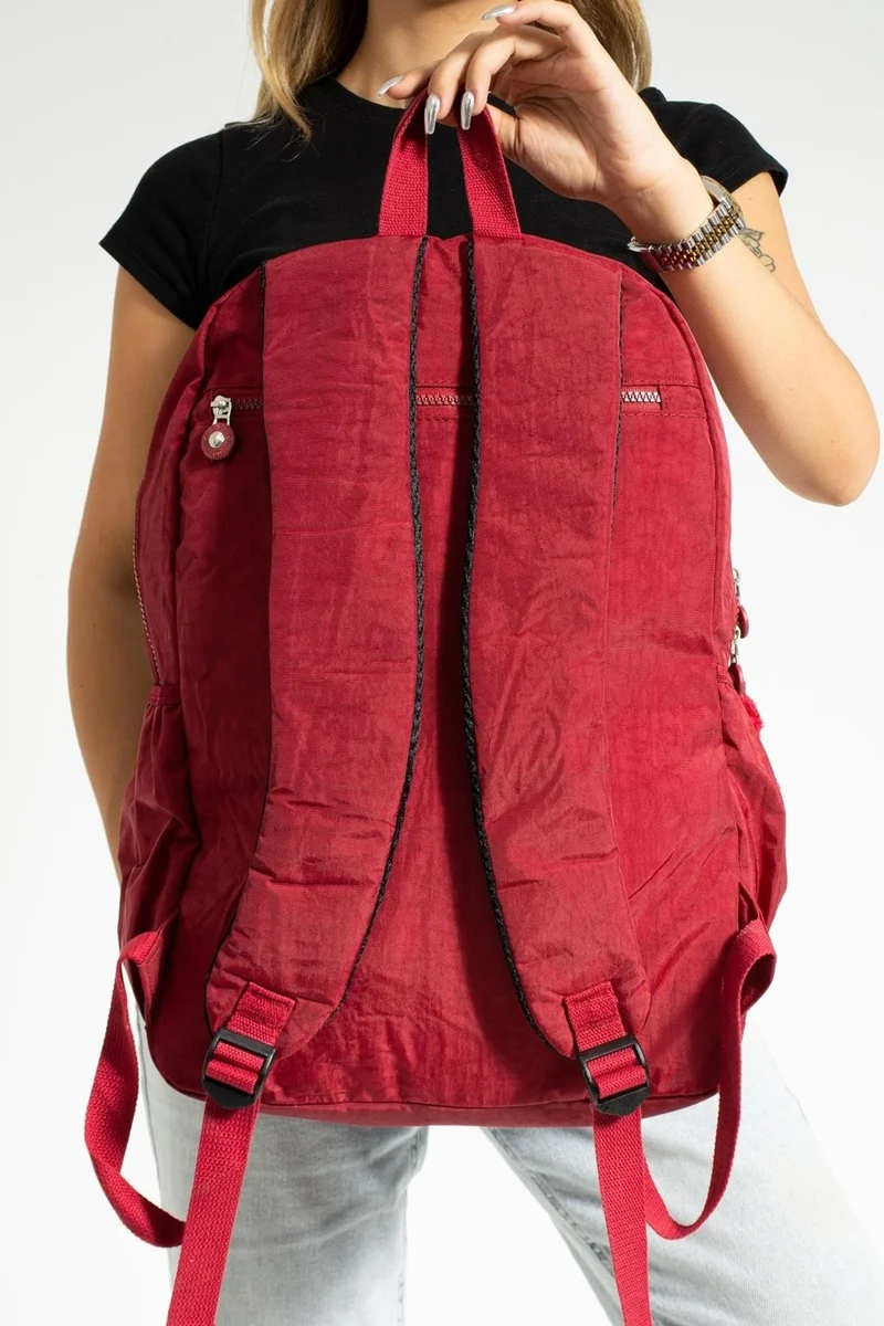 دومينو Fcstore Crinkle Fabric Waterproof Large Size Red Crinkle Backpack/laptop Travel School Bag