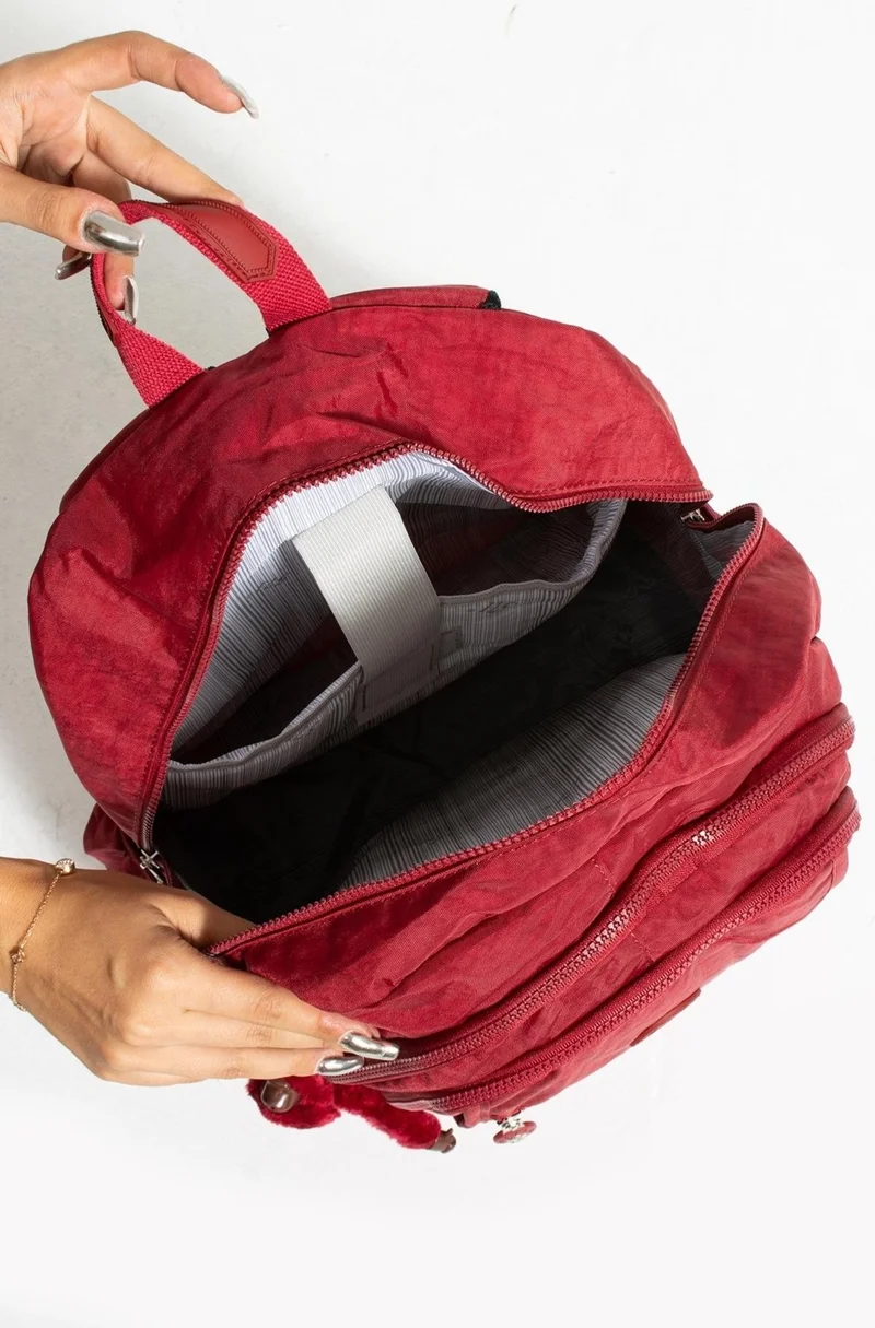 دومينو Fcstore Crinkle Fabric Waterproof Large Size Red Crinkle Backpack/laptop Travel School Bag