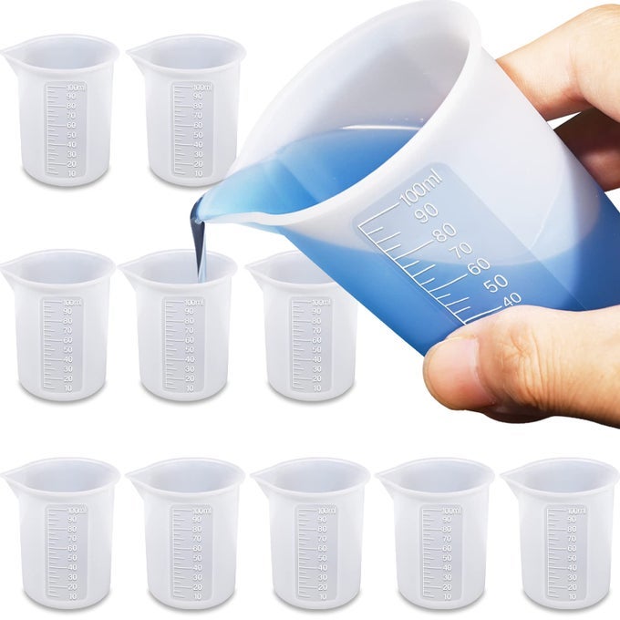 10PCS SILICONE MEASURING CUPS FOR RESIN100ML MIXING CUPS FOR RESIN DIY CRAFT JEWELRY MAKING PAINT POURING CUP NONSTICK CLEARER PRECISE SCALE REUSABLE