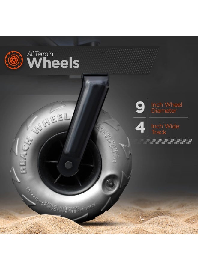 فلاي هسو عربة قابلة للطي للحديقة والشاطئ بعجلات كبيرة للرمال - عربة خارجية متعددة الاستخدامات بإطار فولاذي وإطارات هوائية 9 إنش، مع قماش قابل للإزالة وتصميم قابل للطي          询问 ChatGPT - Image 2