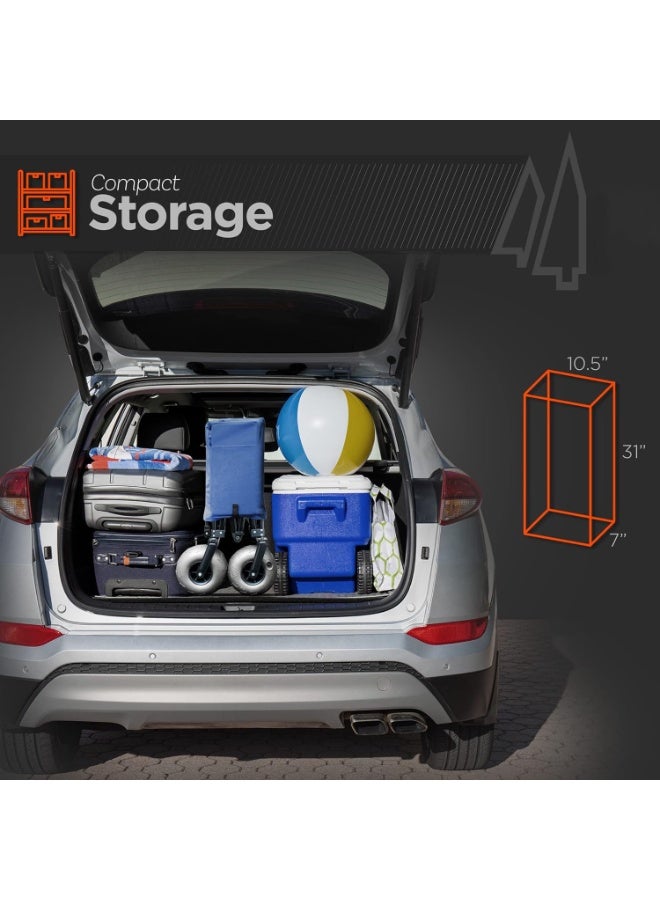 فلاي هسو عربة قابلة للطي للحديقة والشاطئ بعجلات كبيرة للرمال - عربة خارجية متعددة الاستخدامات بإطار فولاذي وإطارات هوائية 9 إنش، مع قماش قابل للإزالة وتصميم قابل للطي          询问 ChatGPT - Image 5