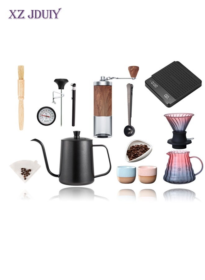 أبحر مجموعة ماكينة صنع القهوة V60 اليدوية المكونة من 12 قطعة، ماكينة صنع القهوة بالتنقيط، مجموعة قهوة يدوية فاخرة - Image 1