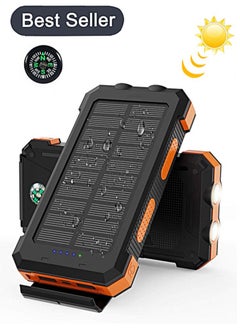 XiuWoo 20000mAh Solar Power Bank Ip67 Strong Waterproof Mobile Phone Portable Phone Charger Fast Charging with Compass and Bright Flashlight for Outdoor Camping,Adventure Emergency Power Bank  - Image 1