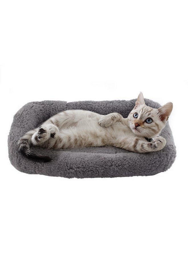 PETLESO Small Cat Bed Mat Plush Pet Cushion, 15" x 10" Cat Pad with Cozy Pillow Around for Indoor Pets, Pup Curl Sleep Self Warming Mat for Crate Carrier/Outdoor Pet Houses, Non-Slip Bottom, Small - Image 1