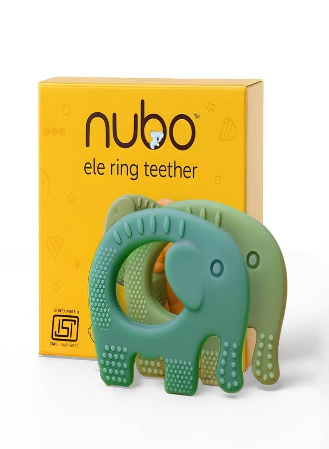 Nubokind Silicone Baby Teether Ring Set | BIS Certified Multi-Textured Soft Newborn Chew Toy | for 3, 6, 9, 12 Months + BPA Free Teether | Molar Relief Easy Grip | Safe Made in India | Pack of 2 - Image 1
