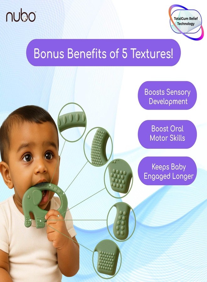 Nubokind Silicone Baby Teether Ring Set | BIS Certified Multi-Textured Soft Newborn Chew Toy | for 3, 6, 9, 12 Months + BPA Free Teether | Molar Relief Easy Grip | Safe Made in India | Pack of 2 - Image 5