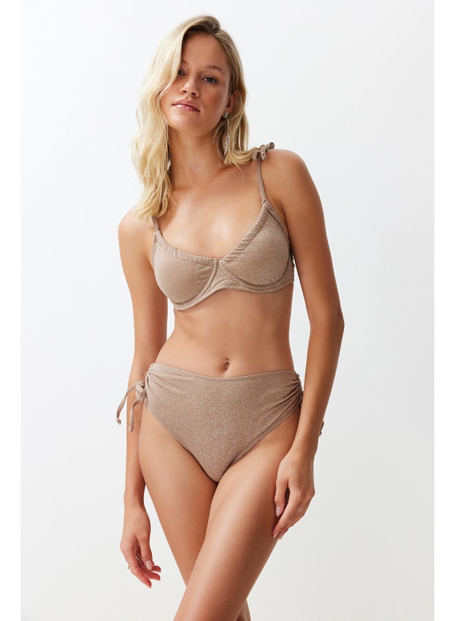 trendyol طقم بيكيني هيبستر فضي اللون برباط على شكل شرفة من المنك بخصر مرتفع TBESS24BT00136 - Image 2