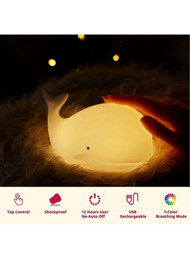 TriPro Whale Silicone Nursery Night Light Beach Room Decor Desk Lamp Toys,Bedroom Decorations Gifts for Toddlers,Girls And Boys ,Baby,Kids,Teens'' - Image 3