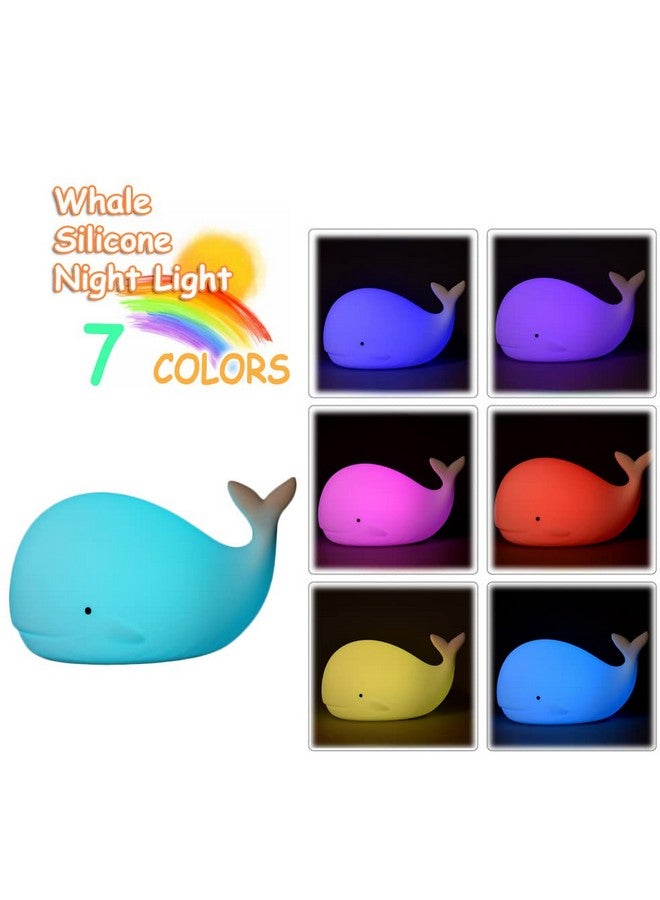 TriPro Whale Silicone Nursery Night Light Beach Room Decor Desk Lamp Toys,Bedroom Decorations Gifts for Toddlers,Girls And Boys ,Baby,Kids,Teens'' - Image 2