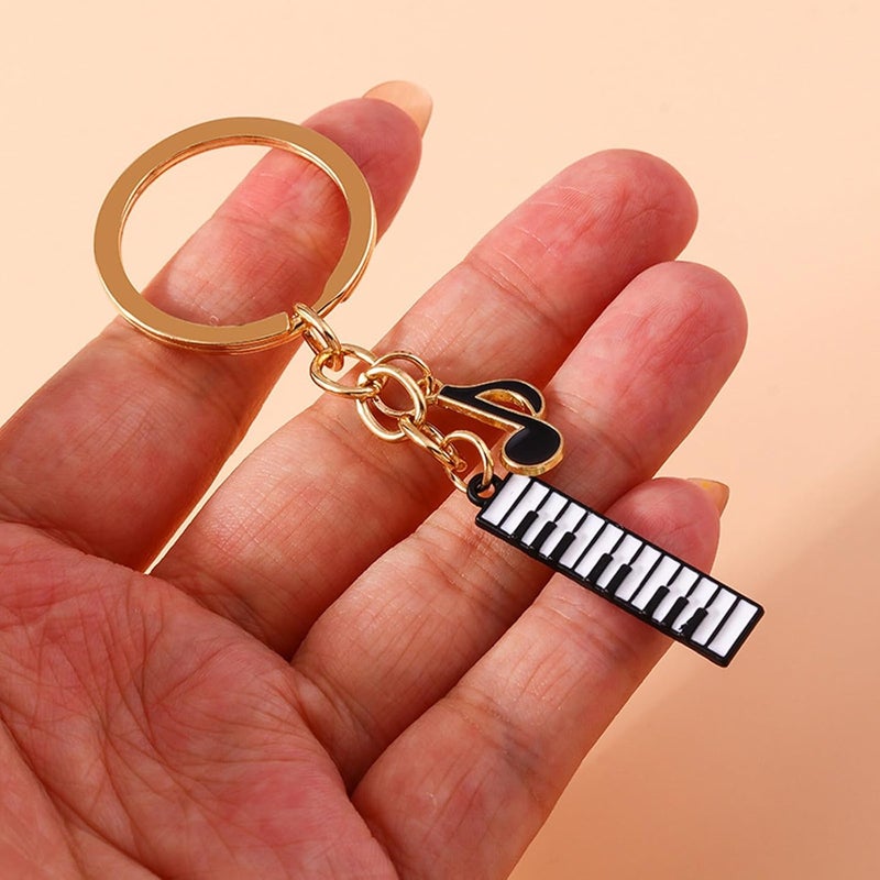 Musical Note Piano Keychain Metal Car Ornament Music Lovers Auto Decor Elegant Gift Piano Keychain - Image 4