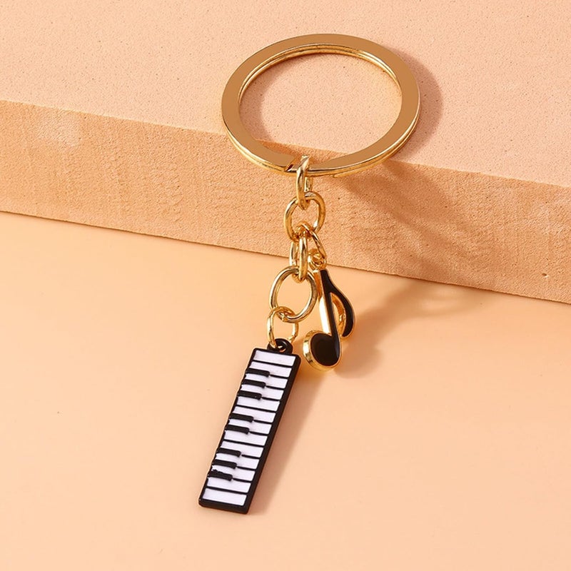 Musical Note Piano Keychain Metal Car Ornament Music Lovers Auto Decor Elegant Gift Piano Keychain - Image 5