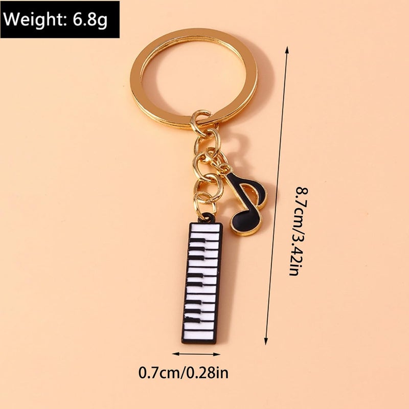 Musical Note Piano Keychain Metal Car Ornament Music Lovers Auto Decor Elegant Gift Piano Keychain - Image 3