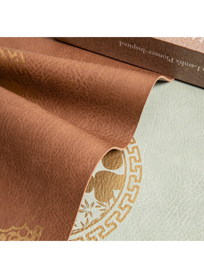 Loquat New Chinese Style Fan-shaped Fuzi Leather Placemat Round Table Insulation Mat Dining Table Mat Advanced Western Placemat Bowl Mat Waterproof Insulation-Color:Mint Green/ivory White-Specifications:Sm - Image 5