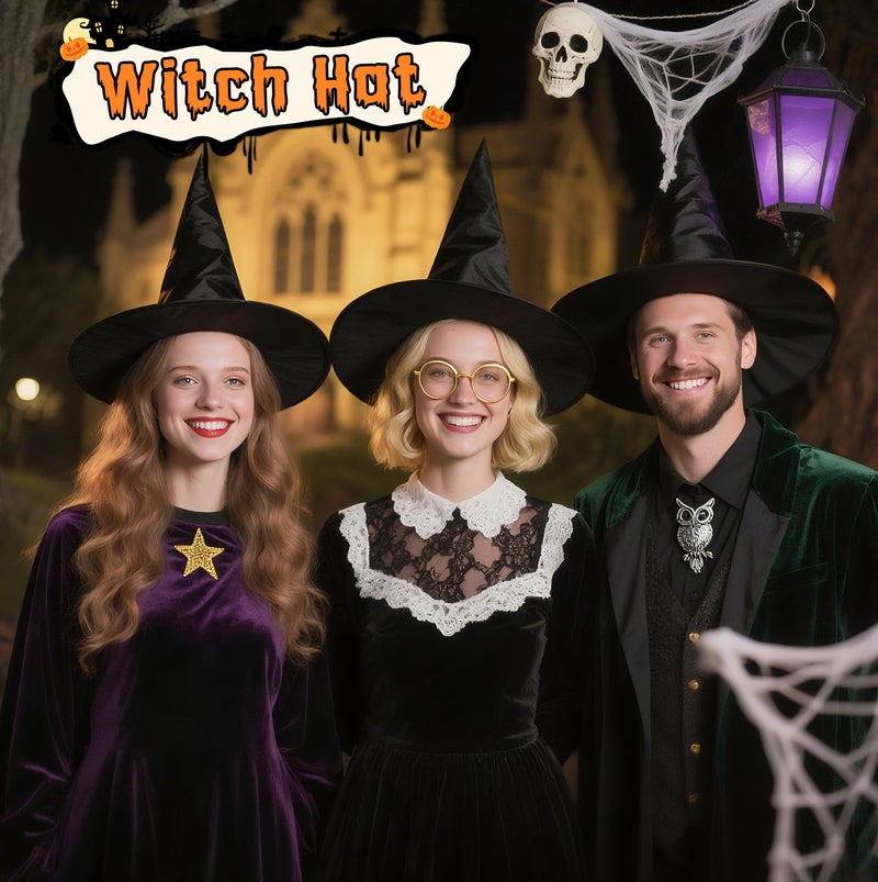 Dokeawo Hanging Halloween Decorations Decor Indoor Outdoor, Witch hats 8 Pack Halloween Witches Hat with 108 Feet Rope & 32Pcs 3D Bats, Hanging Witch Hats Witches Costume Accessory for Party Favor - Image 5