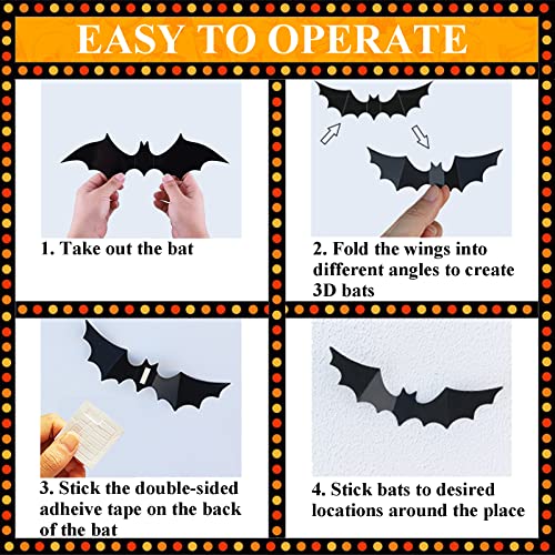 Dokeawo Hanging Halloween Decorations Decor Indoor Outdoor, Witch hats 8 Pack Halloween Witches Hat with 108 Feet Rope & 32Pcs 3D Bats, Hanging Witch Hats Witches Costume Accessory for Party Favor - Image 3