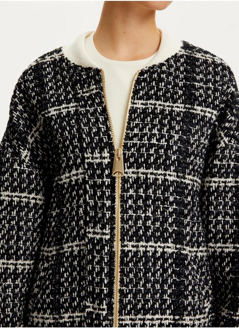 Nocturne Oversized Tweed Bomber Jacket