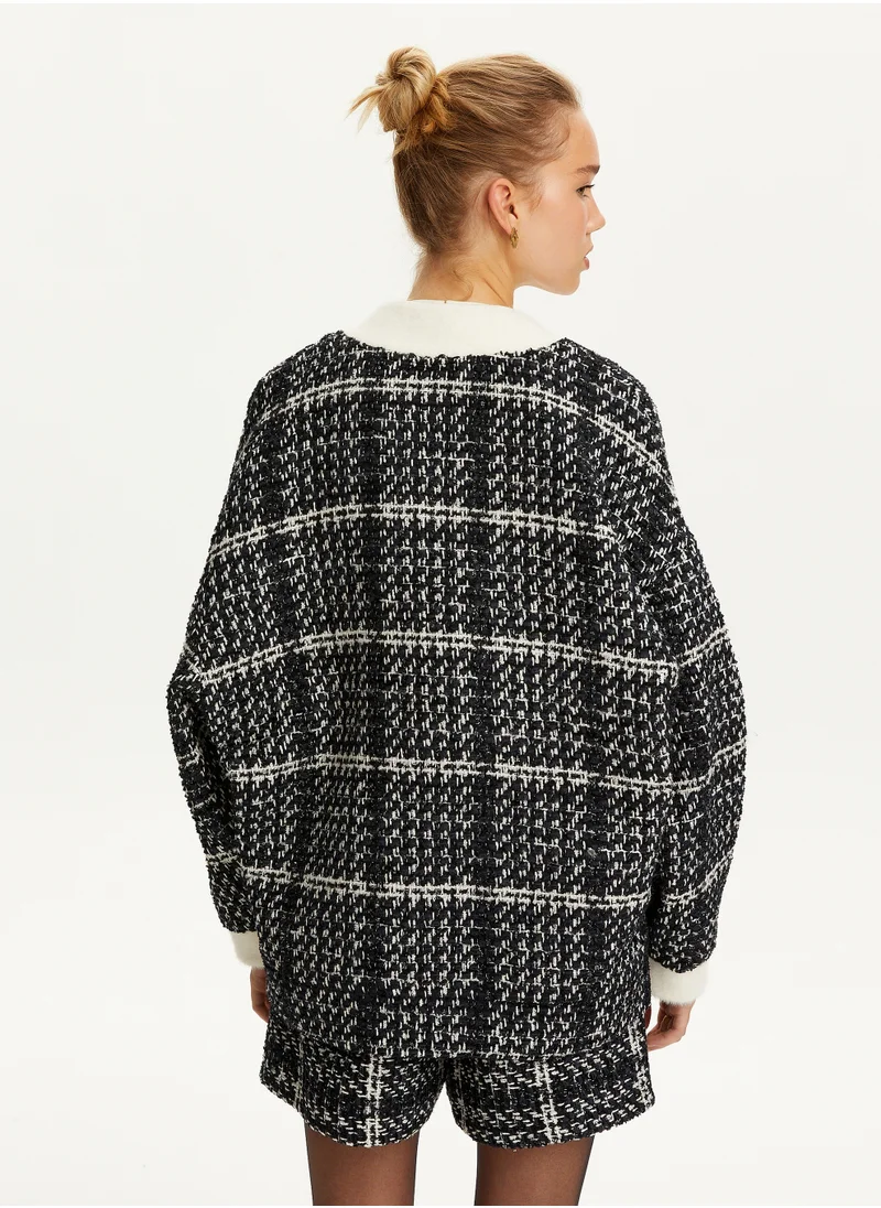 Nocturne Oversized Tweed Bomber Jacket