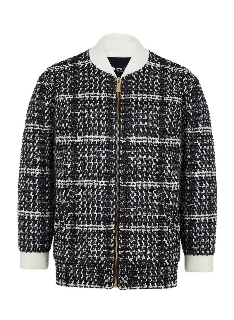 Nocturne Oversized Tweed Bomber Jacket