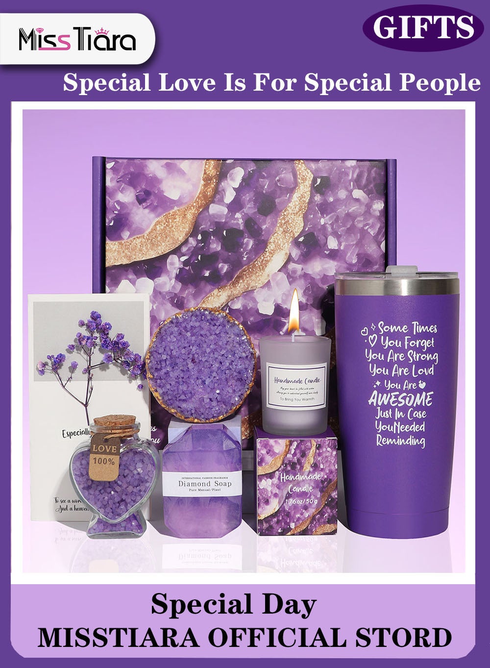 MissTiara Birthday Gifts for Women, Relaxing Spa Gift Basket Set