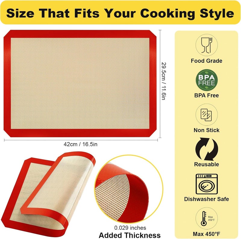 Itlovei Silicone Baking Mat, 2 Pac 16.5"L x 11.6"W Silicone Cookie Sheets Reusable Baking Mat - Non-Stick Food Safe Dark Gray Oven Baking Sheet for Making Cookies, Macaroons, Bread - Image 3