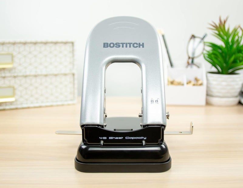 PaperPro Bostitch Office Indulge 40 Reduced Effort 2-Hole Punch, 40 Sheets, Silver (2340) - Image 2