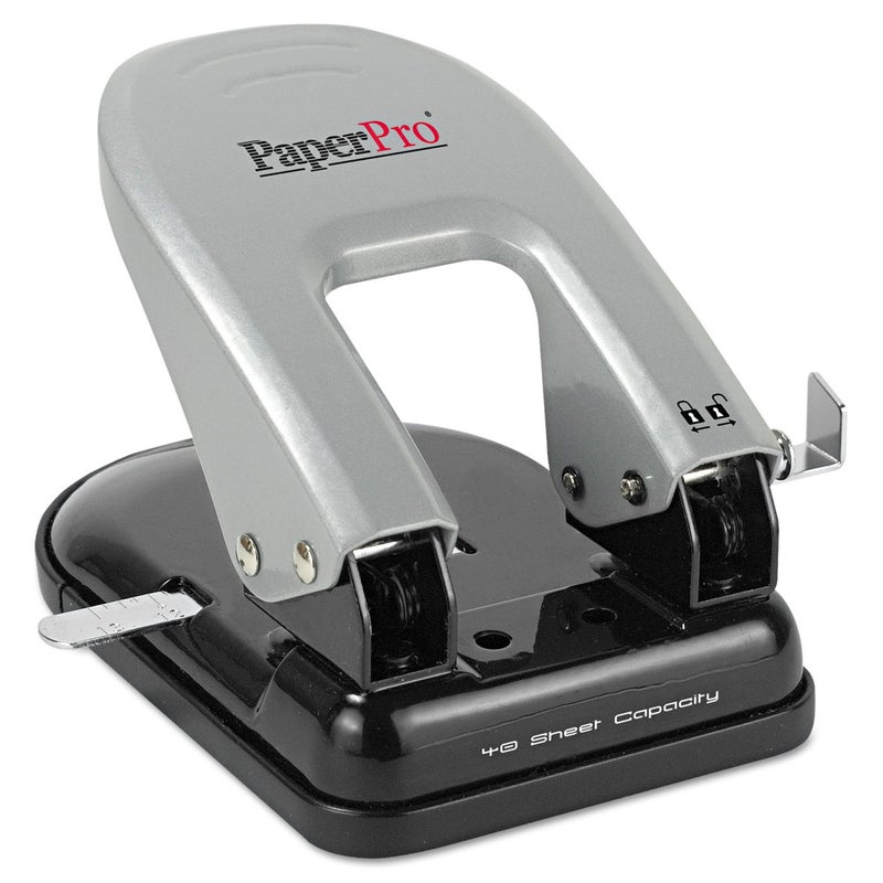 PaperPro Bostitch Office Indulge 40 Reduced Effort 2-Hole Punch, 40 Sheets, Silver (2340) - Image 1
