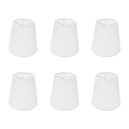 Tsnamay 6Pcs Handmade Chandelier ShadesLinen Clip On Lamp ShadesSmall Lamp Shades Set of 6 for Chandelier LampshadeBeige White - Image 1