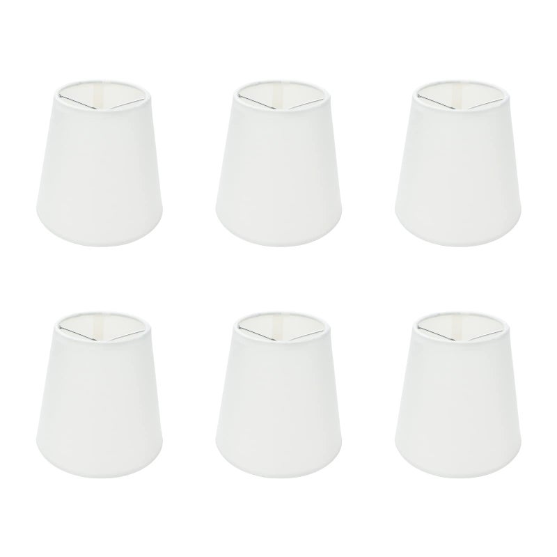 Tsnamay 6Pcs Handmade Chandelier ShadesLinen Clip On Lamp ShadesSmall Lamp Shades Set of 6 for Chandelier LampshadeBeige White - Image 2