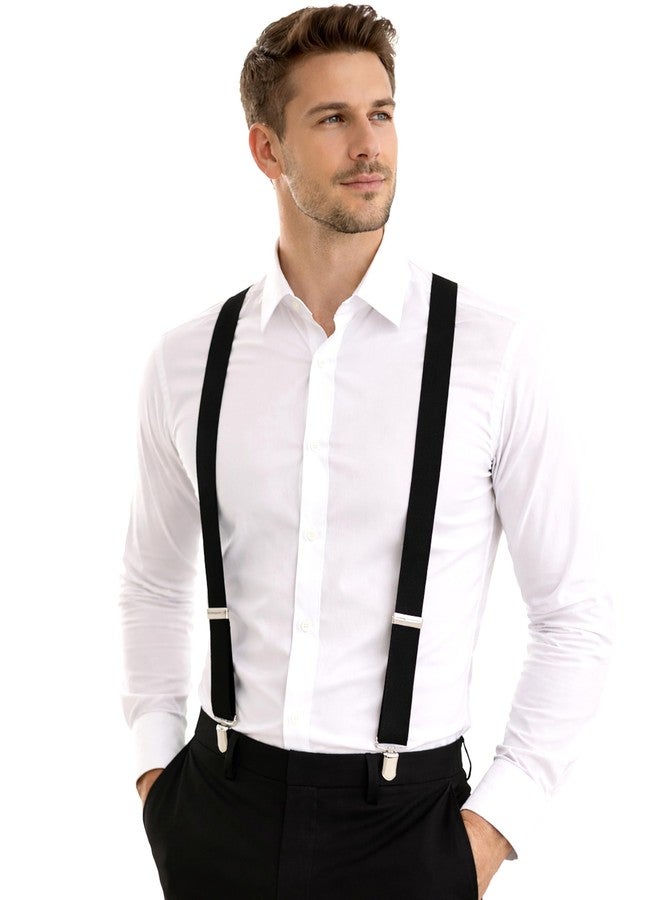 Dibi Black Suspenders for Men, Adjustable Y Back Men's Suspender 3 Strong Clips - Image 3