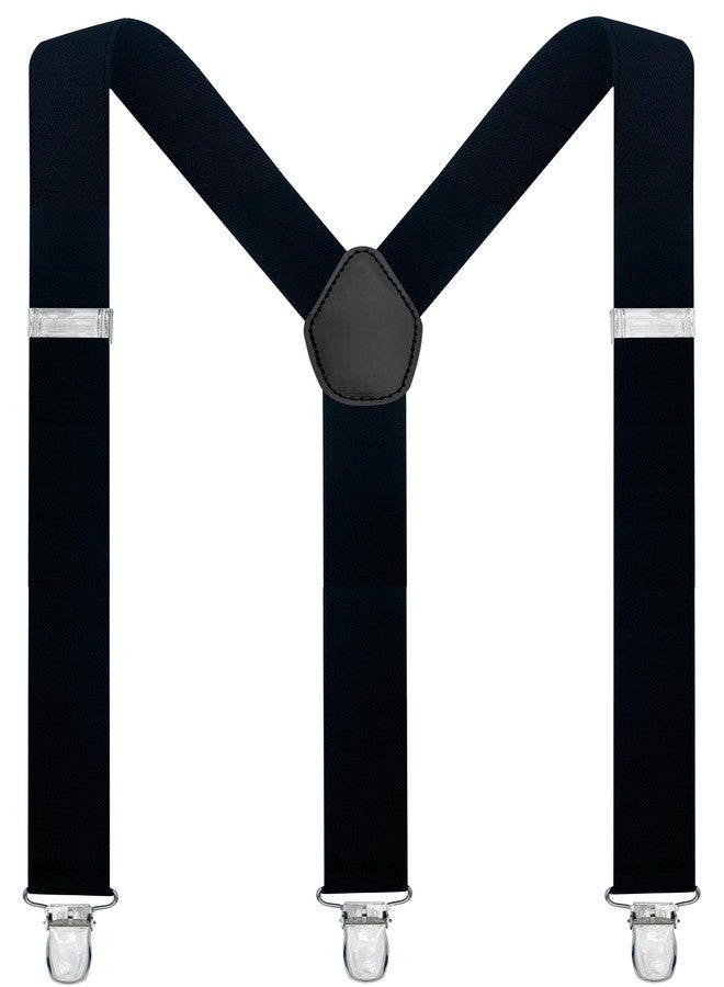 Dibi Black Suspenders for Men, Adjustable Y Back Men's Suspender 3 Strong Clips - Image 1