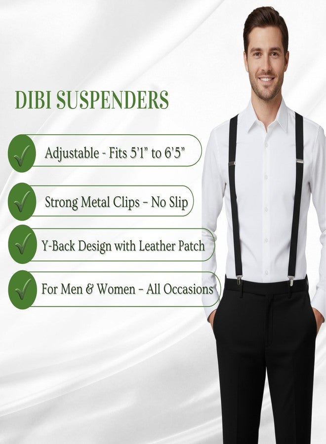 Dibi Black Suspenders for Men, Adjustable Y Back Men's Suspender 3 Strong Clips - Image 4