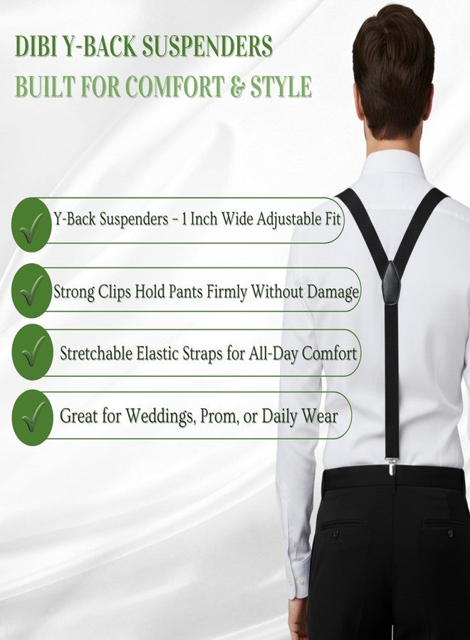 Dibi Black Suspenders for Men, Adjustable Y Back Men's Suspender 3 Strong Clips - Image 5