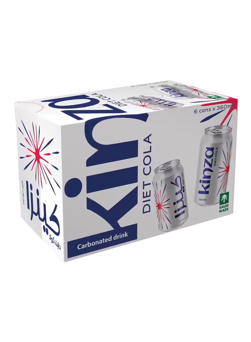 Kinza Cola Diet Carbonated Drink 6 x 360ml - Image 1