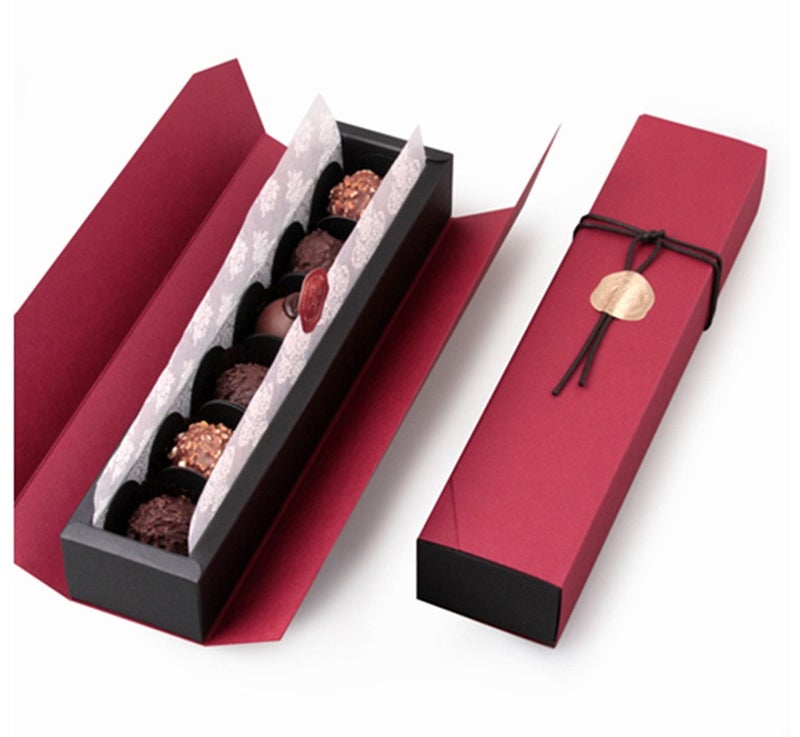 BBC Bakery 6 Cavity Chocolate Gift Packaging Box Wedding Party Paper Favor Boxes Without Ribbon and Sticker-Set of 10 (6 cavity red) - Image 1