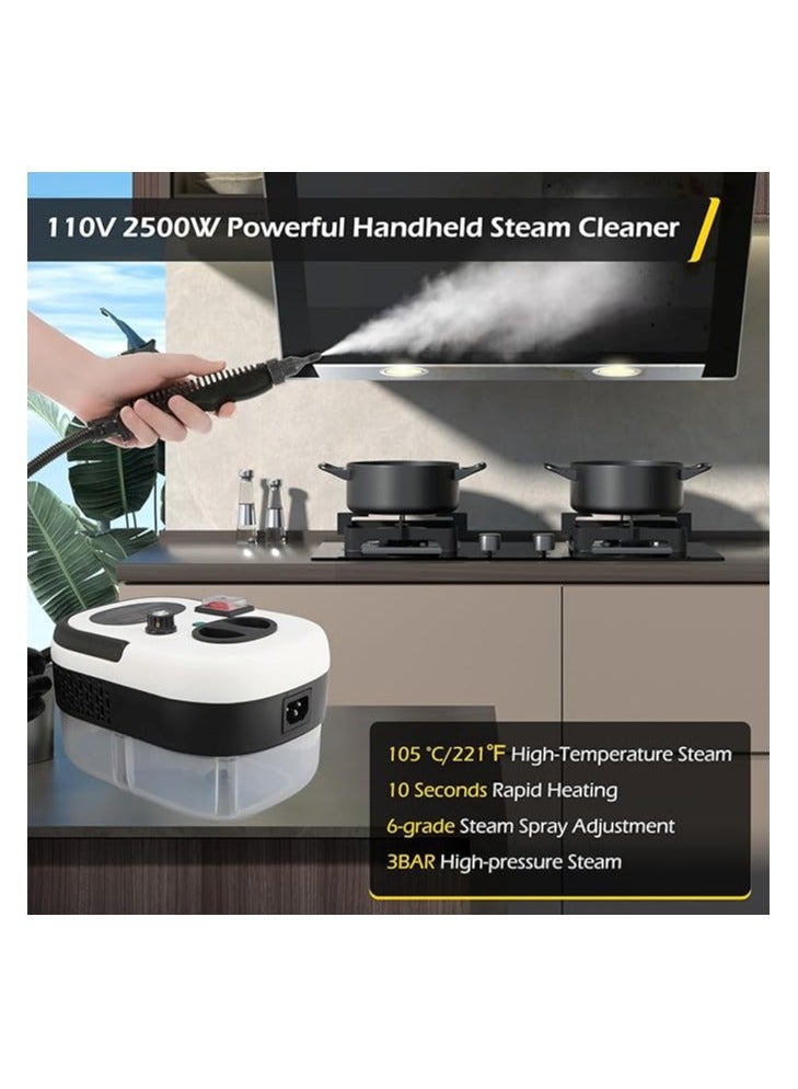 SUKILO 2500W Multipurpose Steam Cleaner – Handheld High-Pressure Steamer with 6 Gears, 1.2L Water Tank, Portable Powerful Steam Cleaning for Floors, Tiles, Grout, Couch & More (US Plug 110V) - Image 3