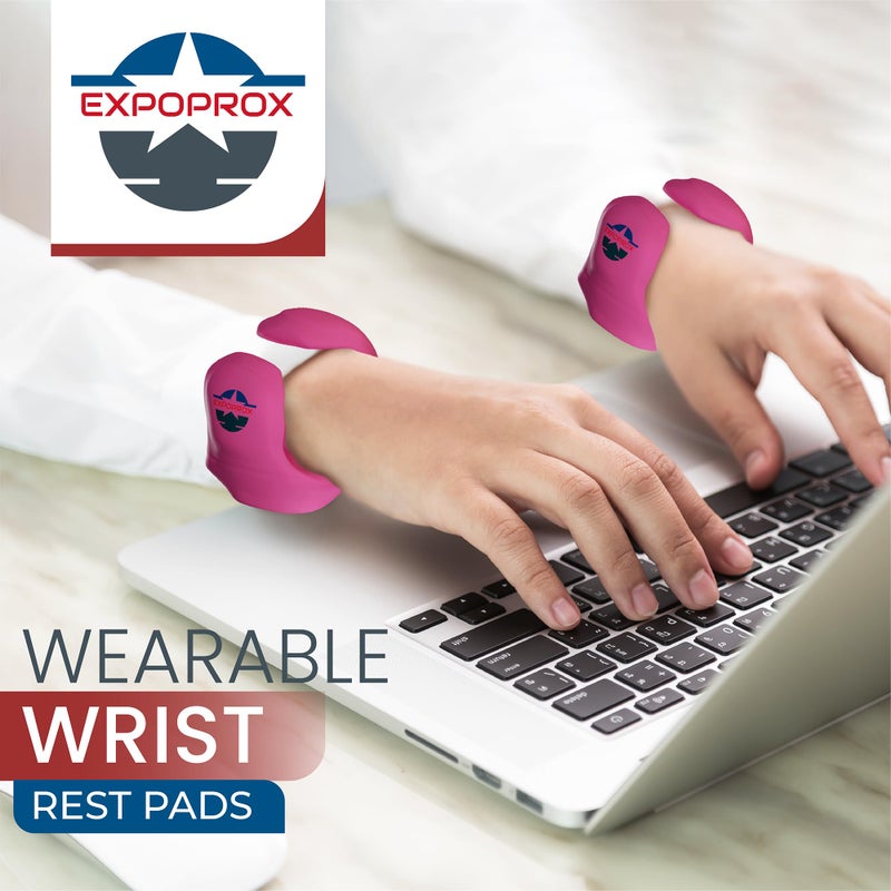 EXPOPROX Wearable Gaming Wrist Rest for Keyboard, Mouse pad, Laptop, and PC Work or Gamer Support. (Pink, S-M) - Image 2