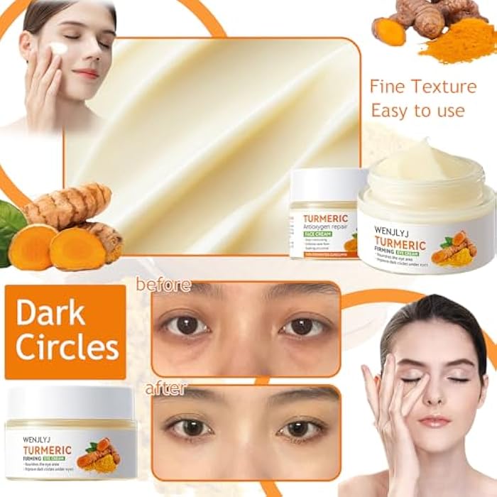 WENJLYJ Turmeric Soap Skincare Set with Honey Face Sheets Mask,Hydrating Travel Size Turmeric Face Wash,Moisturizing Face Toner & Face Serum & Face Cream,Eye Cream Skin Care Gift Set for Women（9PCS) - Image 5