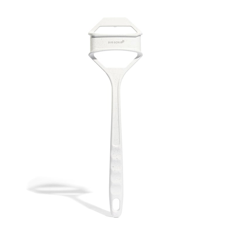 Sud Scrub® Extender Handle, Back Scrubber Attachment for Silicone Body Scrubber, Shower Scrubber for Body, Long Handled Scrub Brush for Shower, Back Brush for Shower (Speckled White) - Image 1