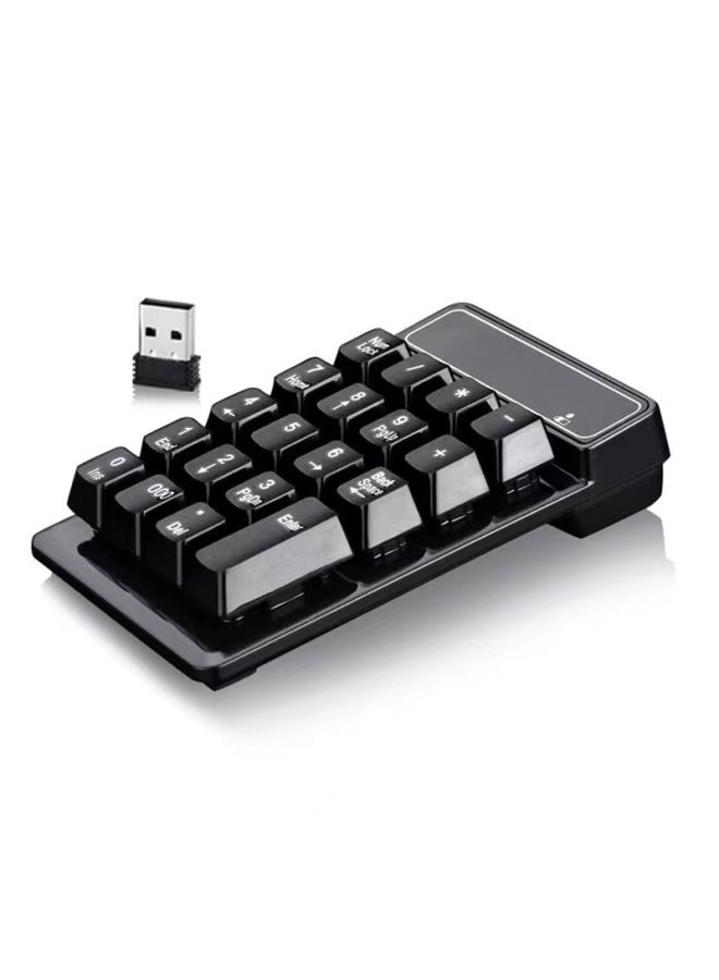 USB Wireless Bluetooth Numeric Keyboard Mini Keypad Suspended Mechanical Feel 19 Key Financial Accounting Cipher-Color:Wireless USB Version [black]]  - Image 1