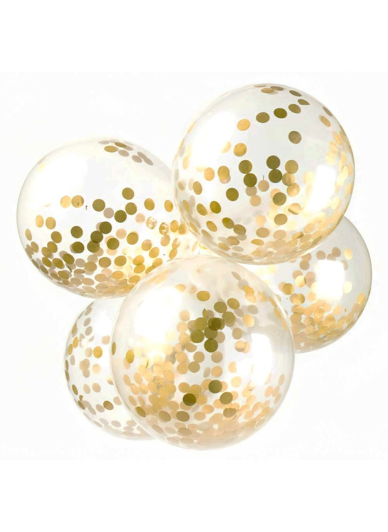 Globos Confetti Dots Balloons Gold Transparent 30cm 6-Pack - Image 2