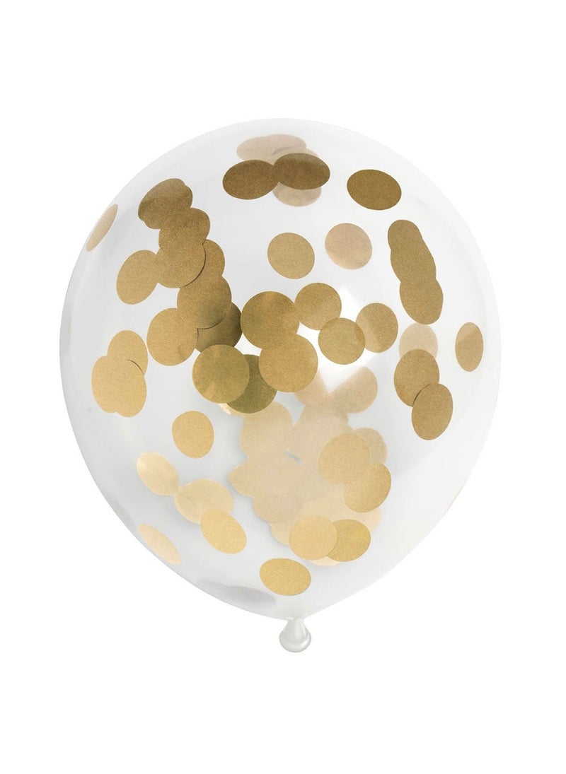 Globos Confetti Dots Balloons Gold Transparent 30cm 6-Pack - Image 1