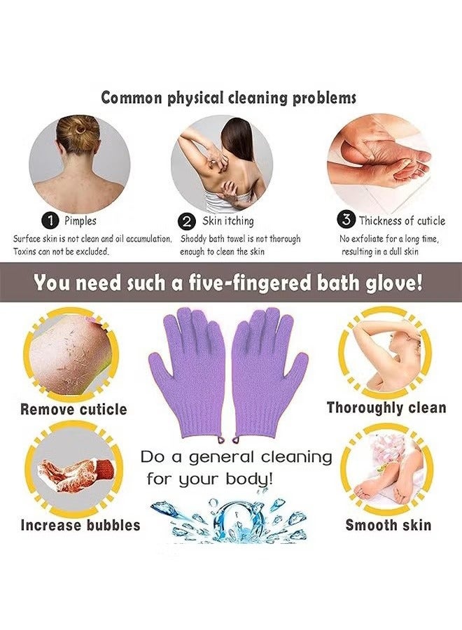 Exfoliating Gloves, Premium Scrub, Double Sided Bath Gloves, Skin Exfoliator for Body, Spa Massage Dead Skin Cell Remover, Shower Accessories for Women Man - Image 4