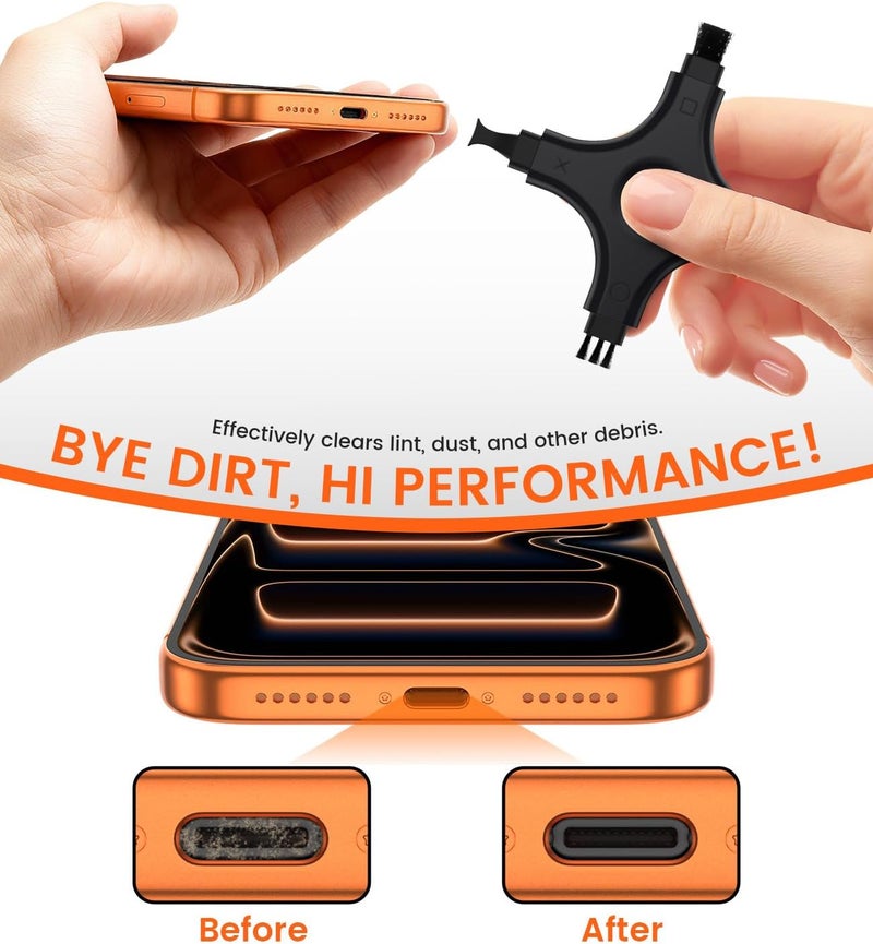 CODOGOY Port Cleaning Kit for iPhone, Charging Port Cleaner Tool with Soft Brushes for Lightning & USB-C, All Devices Cleaning Tool - Black - Image 3