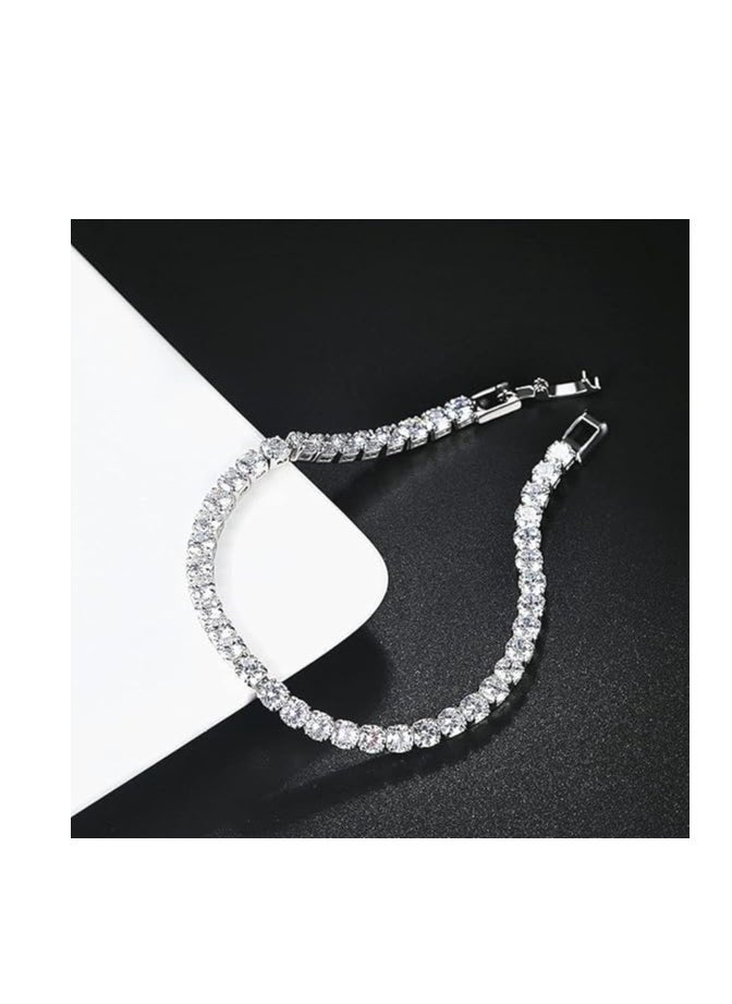 Fayrouz Jewellery Classic  Cubic Zirconia Tennis Bracelet 4K White Gold Plated for Women  - Image 3