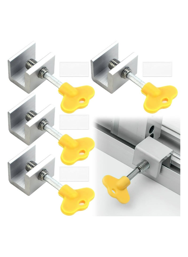 Oasisgalore Pack of 4 Aluminium Sliding Window and Door Locks with Key – Security and Safety Locks - Image 1