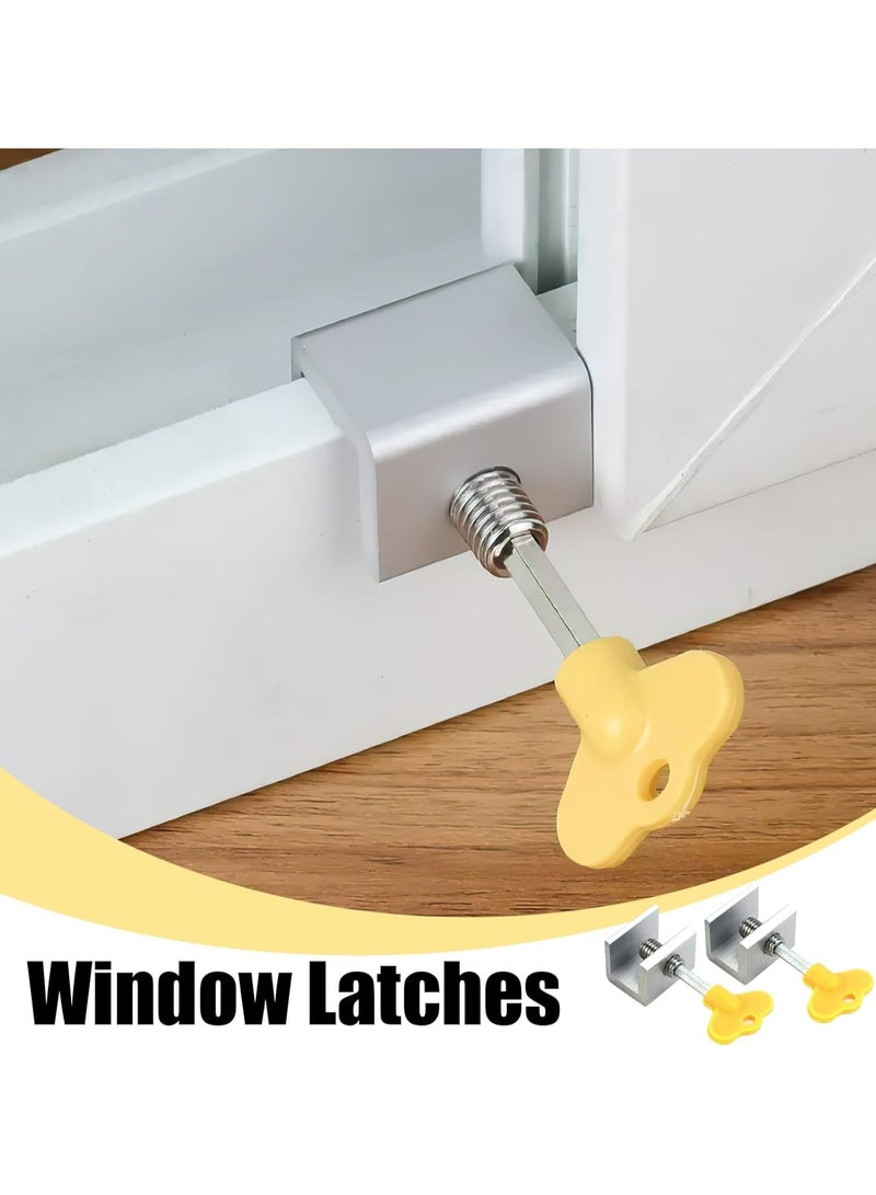 Oasisgalore Pack of 4 Aluminium Sliding Window and Door Locks with Key – Security and Safety Locks - Image 3