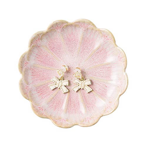 BEUNAIZER Jewelry Dish Tray, Ring Dish, Ceramic Trinket Tray, Key Bowl, Decorative Plate, for Friends Sisters Daughter Mother (pink) - Image 1